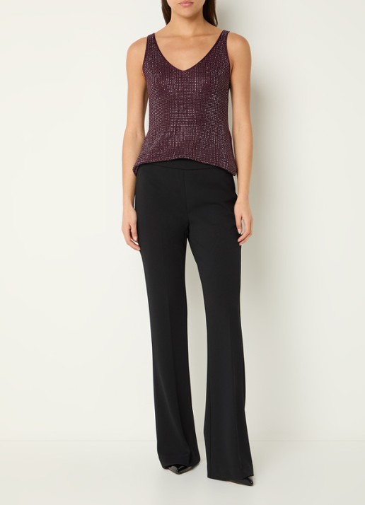 Joseph Ribkoff Grofgebreide tanktop met strass - voorkant 3 aubergine