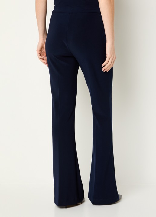 Joseph Ribkoff High waist flared fit pantalon met persplooi - achterkant 4 donkerblauw