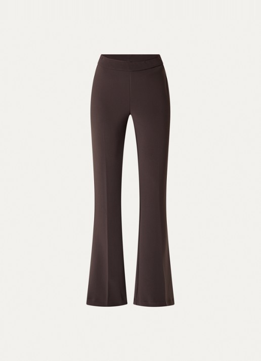 Joseph Ribkoff High waist flared fit pantalon met stretch - voorkant 2 donkerbruin