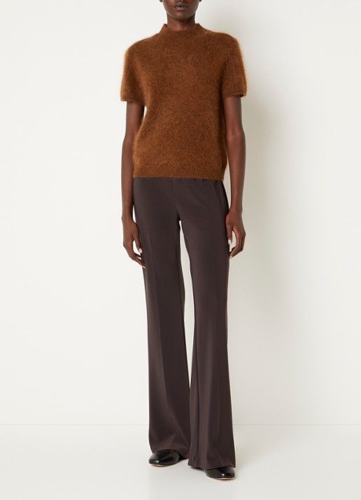 Joseph Ribkoff High waist flared fit pantalon met stretch - voorkant 3 donkerbruin