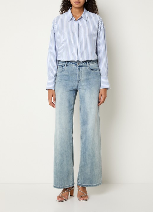 Joseph Ribkoff High waist loose fit jeans met lichte wassing - voorkant 2 indigo