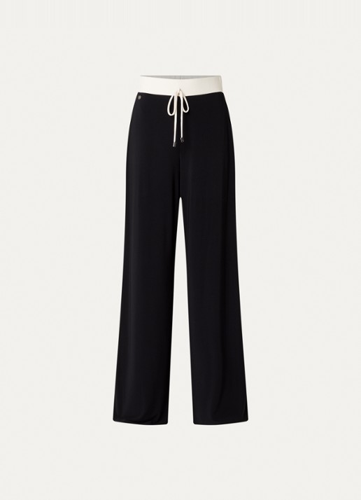 Joseph Ribkoff High waist loose fit joggingbroek met stretch - voorkant 3 zwart