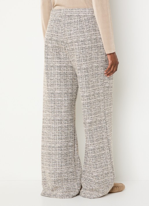 Joseph Ribkoff High waist loose fit pantalon met tweed-look en steekzakken - achterkant 2 beige