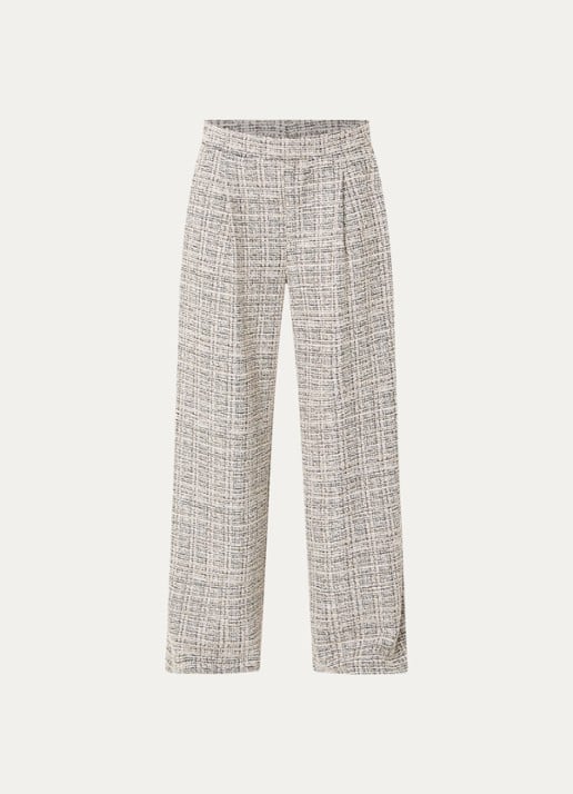 Joseph Ribkoff High waist loose fit pantalon met tweed-look en steekzakken - voorkant 3 beige