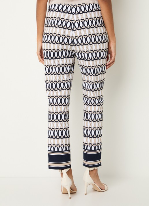 Joseph Ribkoff High waist slim fit pantalon met print - achterkant wit
