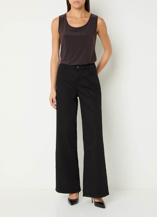 Joseph Ribkoff High waist straight fit broek met steekzakken - voorkant 3 zwart