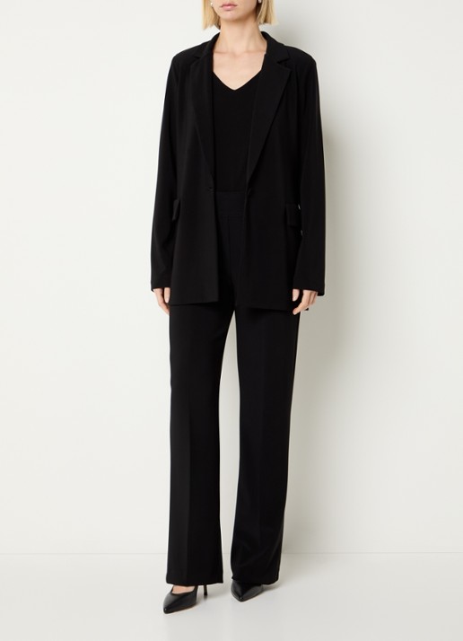 Joseph Ribkoff High waist straight fit pantalon met persplooi - voorkant 3 zwart