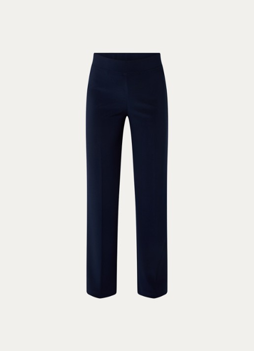 Joseph Ribkoff High waist straight fit pantalon met persplooi - voorkant 3 donkerblauw