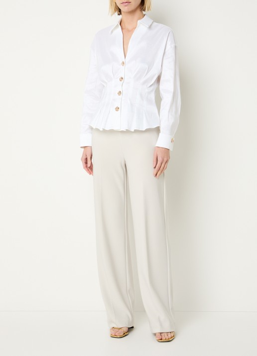 Joseph Ribkoff High waist straight fit pantalon met persplooi - voorkant 4 creme