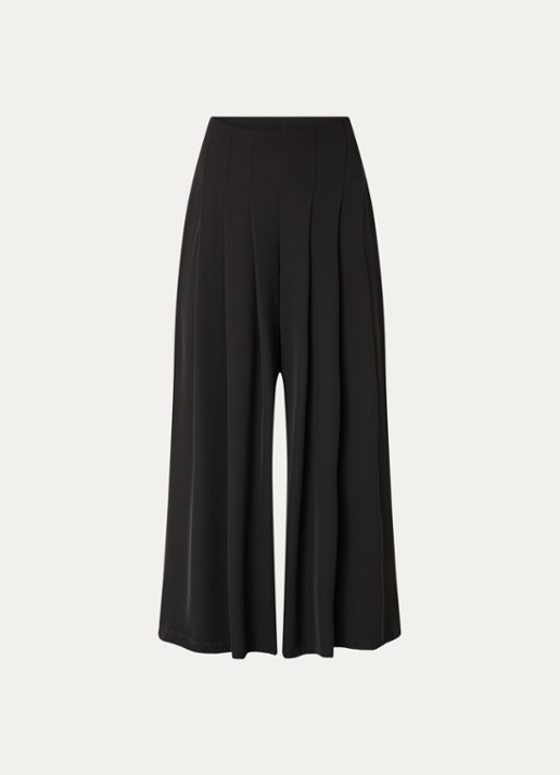 Joseph Ribkoff High waist wide fit palazzo broek met plooidetail - voorkant 3 zwart