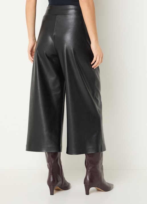 Joseph Ribkoff High waist wide fit palazzo broek van imitatieleer - achterkant 4 zwart