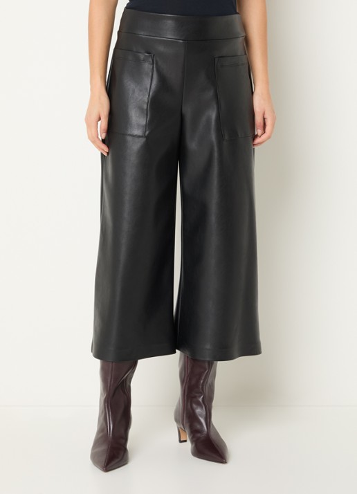 Joseph Ribkoff High waist wide fit palazzo broek van imitatieleer - detail 3 zwart