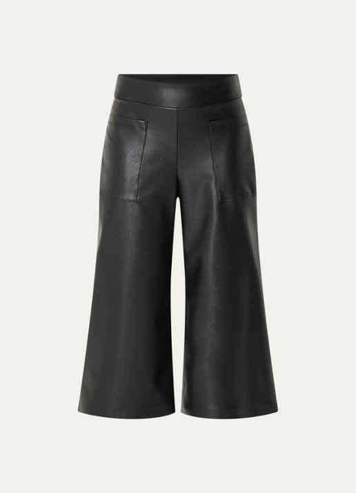 Joseph Ribkoff High waist wide fit palazzo broek van imitatieleer - voorkant zwart