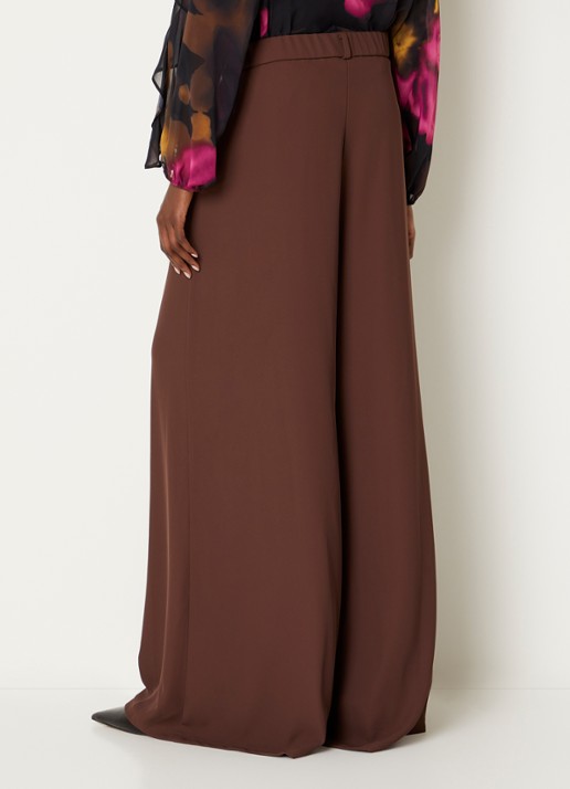Joseph Ribkoff High waist wide fit pantalon met steekzakken - achterkant bruin