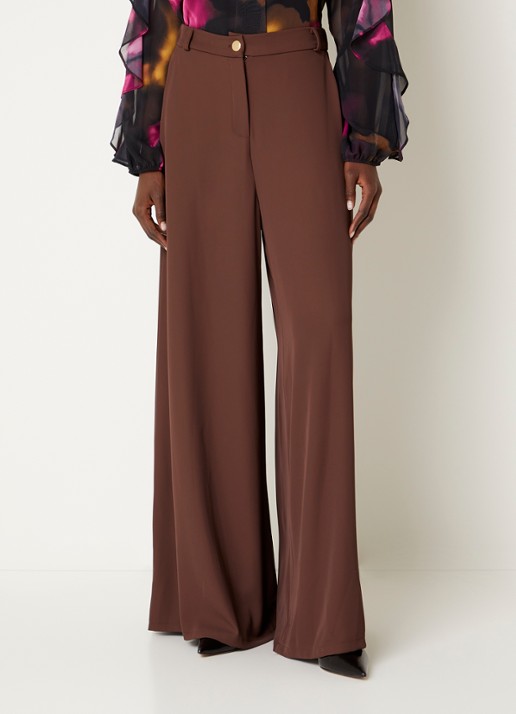 Joseph Ribkoff High waist wide fit pantalon met steekzakken - detail 4 bruin