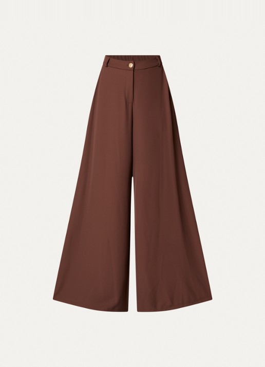 Joseph Ribkoff High waist wide fit pantalon met steekzakken - voorkant 2 bruin