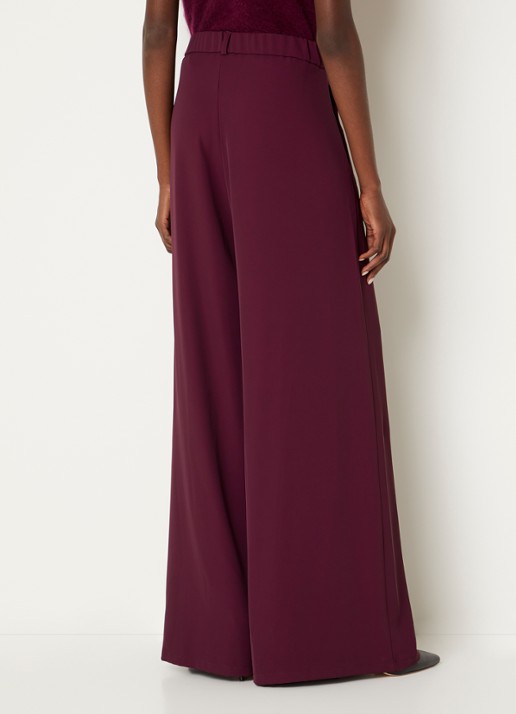Joseph Ribkoff High waist wide fit pantalon met steekzakken - achterkant 4 bordeauxrood
