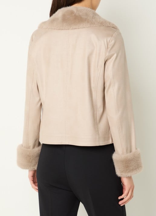 Joseph Ribkoff Jas van imitatiebont met steekzakken - achterkant 2 beige