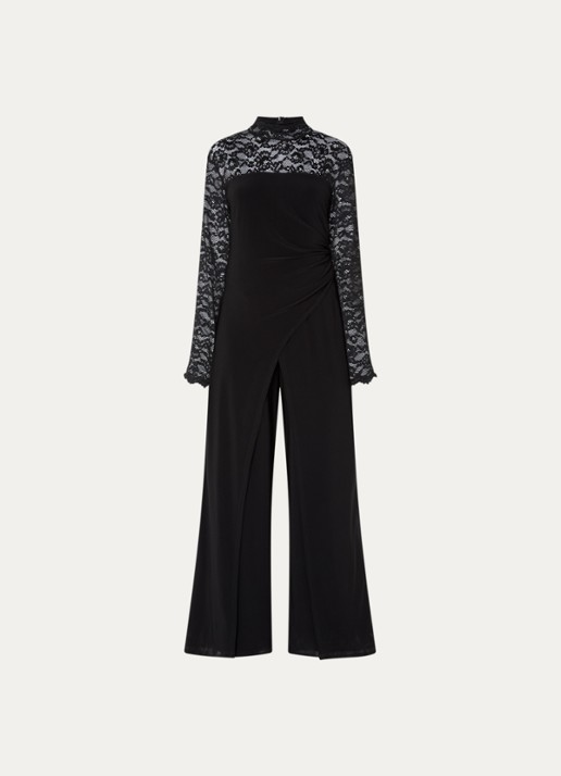 Joseph Ribkoff Jumpsuit met details van kant - voorkant zwart
