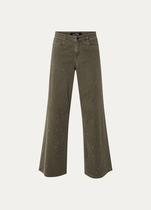 Joseph Ribkoff Low waist straight fit jeans met gekleurde wassing - voorkant olijfgroen