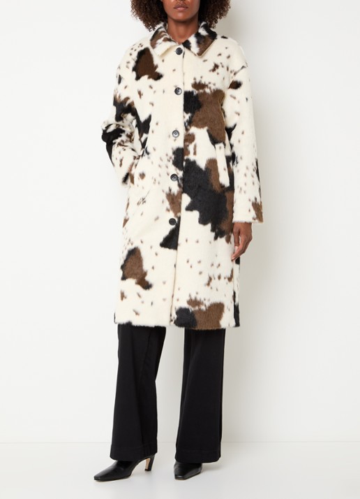 Joseph Ribkoff Mantel van imitatiebont met dierenprint