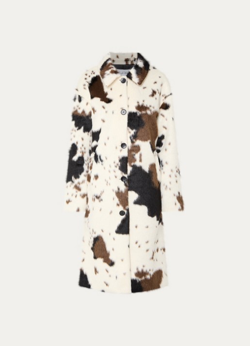 Joseph Ribkoff Mantel van imitatiebont met dierenprint - voorkant 3 gebroken wit