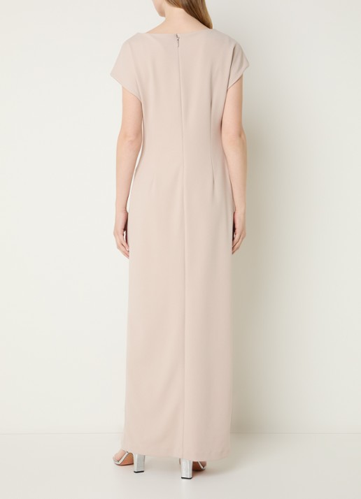 Joseph Ribkoff Maxi jurk met plooidetail en strass - achterkant 3 donkerbeige