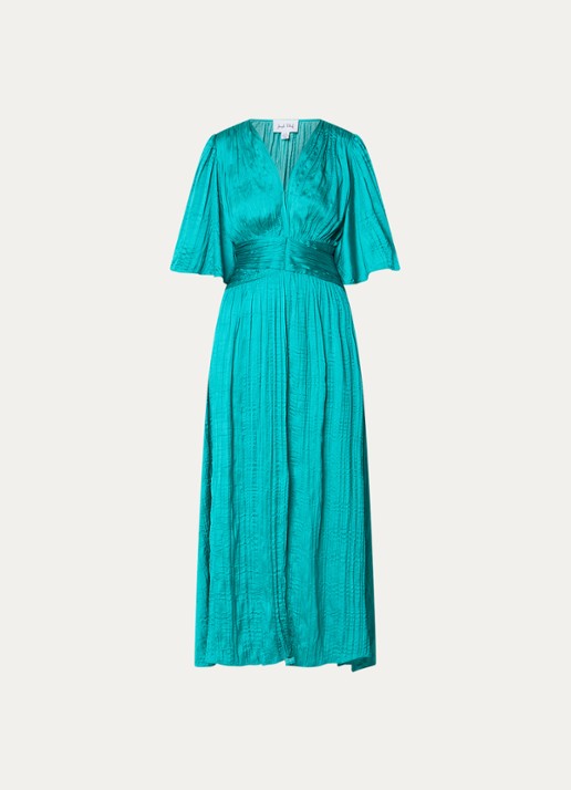 Joseph Ribkoff Maxi tuniekjurk met V-hals - voorkant 3 turquoise