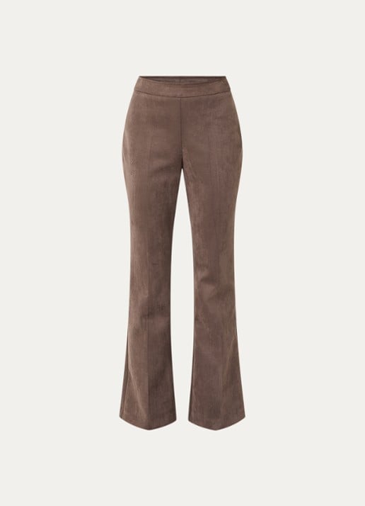 Joseph Ribkoff Mid waist flared fit broek van fluweel - voorkant 2 bruin