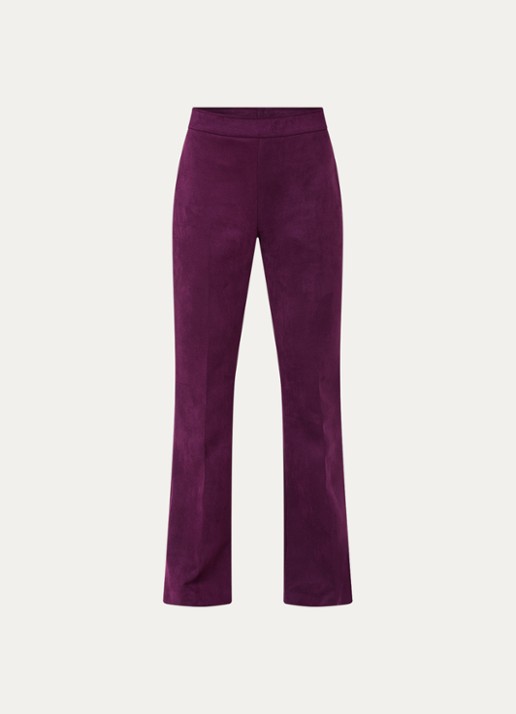 Joseph Ribkoff Mid waist flared fit broek van fluweel - voorkant aubergine