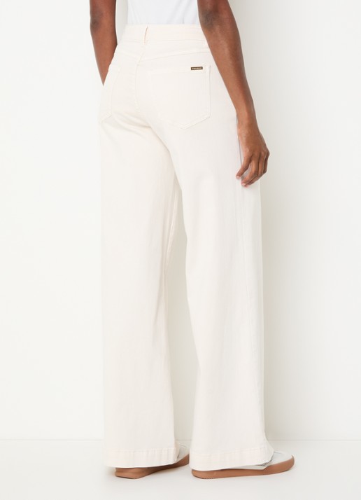 Joseph Ribkoff Mid waist flared jeans met gekleurde wassing en opgestikte zakken - achterkant 4 creme