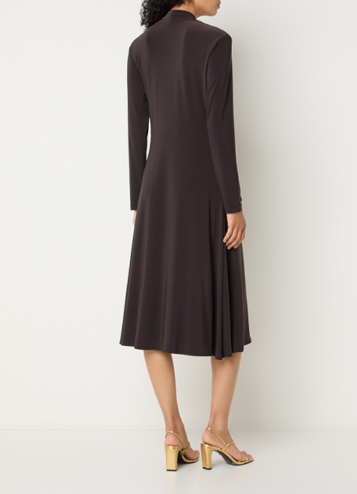 Joseph Ribkoff Midi jurk met knoopdetail - achterkant 3 donkerbruin