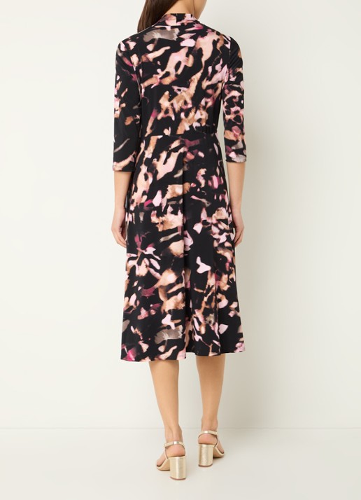Joseph Ribkoff Midi jurk met print en kettingdetail - achterkant 4 lichtroze