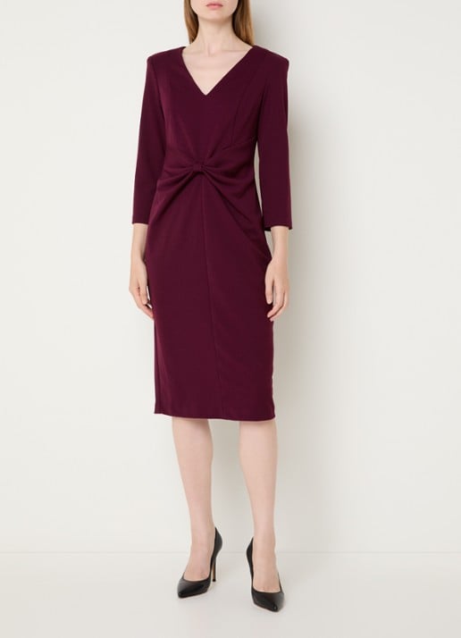 Joseph Ribkoff Midi jurk met schoudervulling en strikdetail