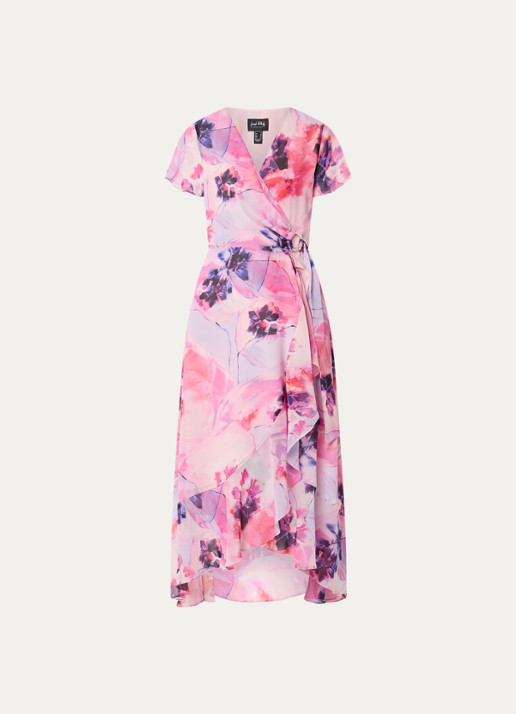 Joseph Ribkoff Midi tuniekjurk met print - voorkant 2 roze