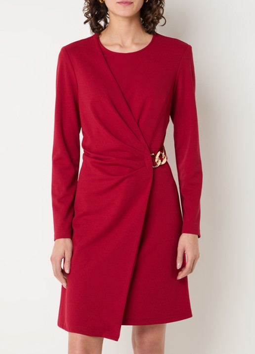 Joseph Ribkoff Mini jurk met ceintuur - detail 2 cranberryrood