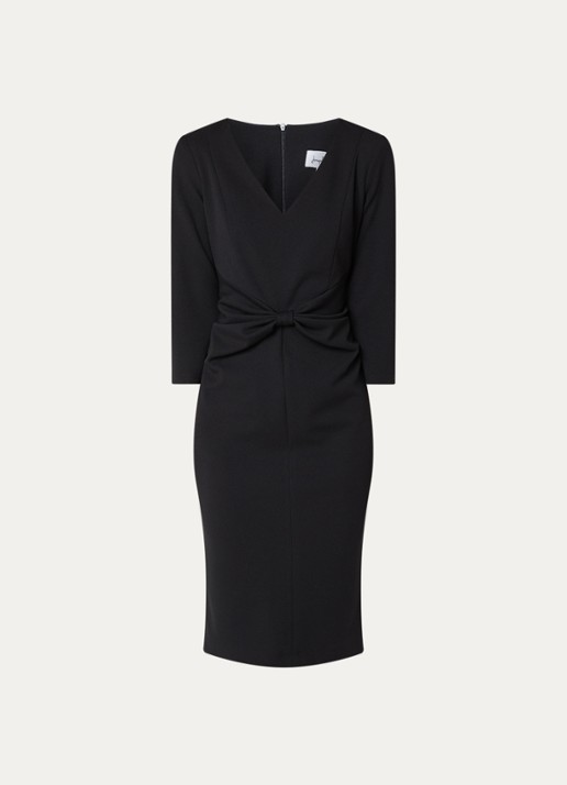 Joseph Ribkoff Mini jurk met plooidetail - voorkant 3 zwart