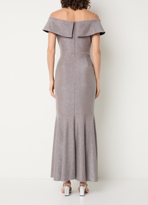 Joseph Ribkoff Off-shoulder maxi jurk met lurex - achterkant 3 zilver