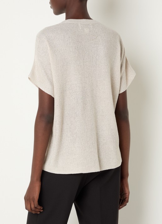 Joseph Ribkoff Semi-transparante top met strass - achterkant beige