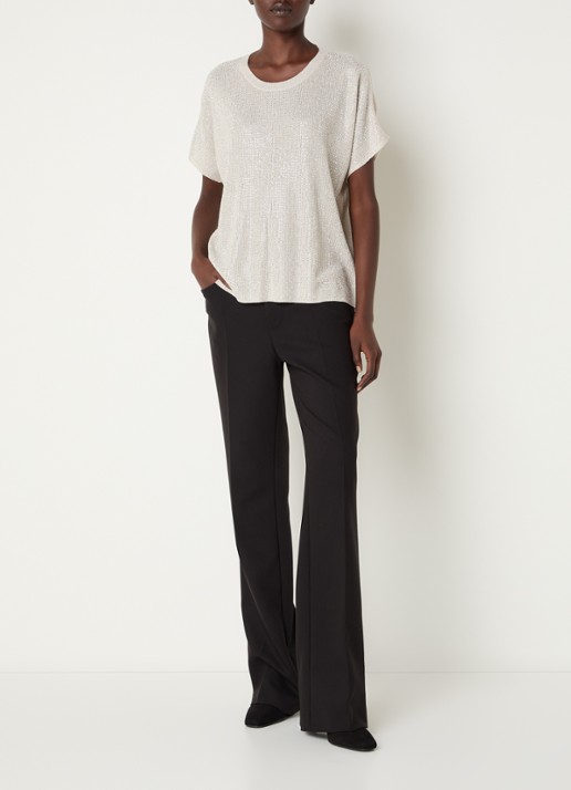 Joseph Ribkoff Semi-transparante top met strass - voorkant 3 beige