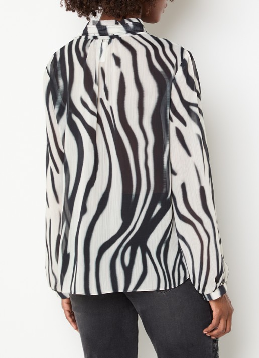 Joseph Ribkoff Semi-transparante tuniek met zebraprint - achterkant 4 gebroken wit