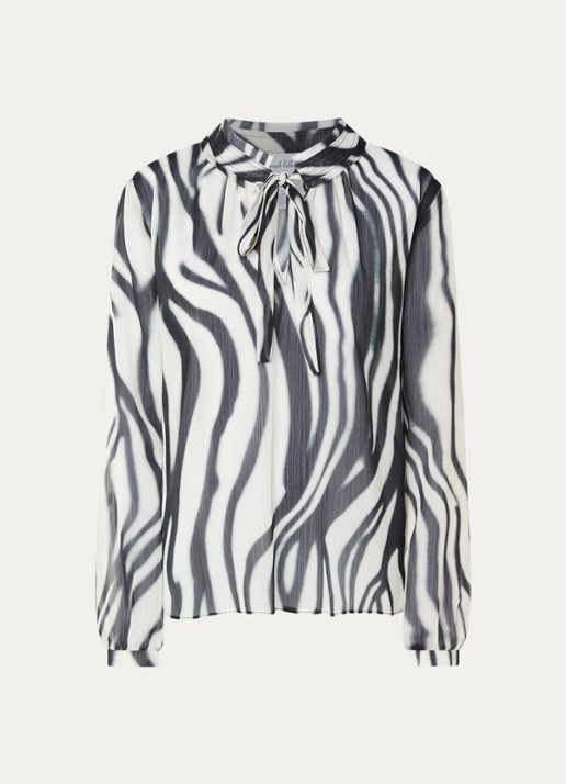 Joseph Ribkoff Semi-transparante tuniek met zebraprint - voorkant 2 gebroken wit