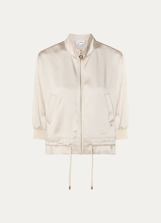 Joseph Ribkoff Sweatvest met steekzakken en trekkoord - voorkant 2 beige
