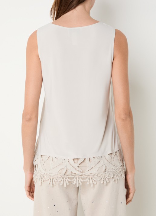 Joseph Ribkoff Tanktop met details van kant - achterkant beige
