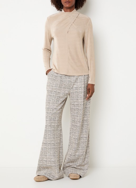 Joseph Ribkoff Top met overslag - voorkant 3 beige