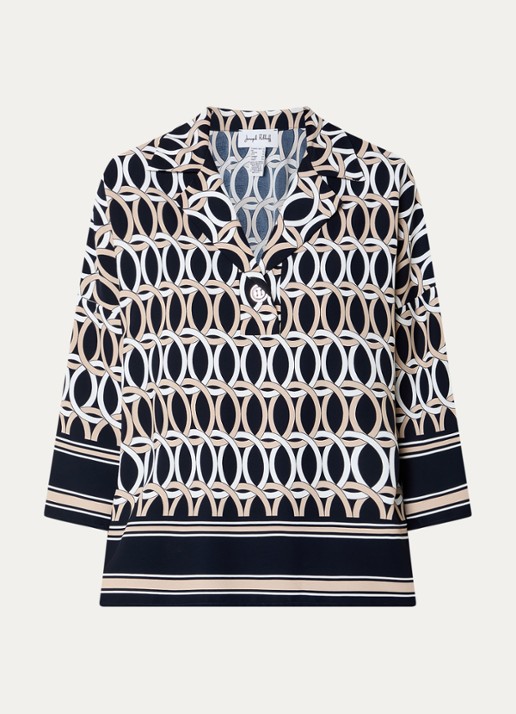 Joseph Ribkoff Top met print en V-hals - voorkant 2 zwart
