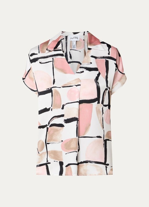Joseph Ribkoff Top met print en V-hals - voorkant 2 wit