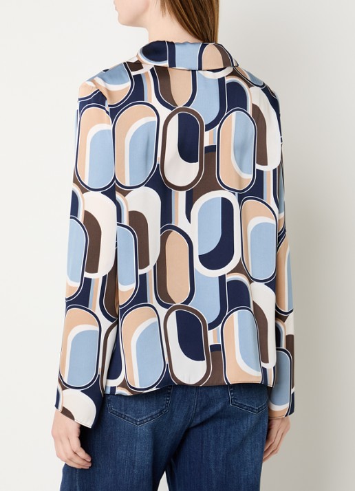 Joseph Ribkoff Tuniek met print en kraag - achterkant blauwgrijs