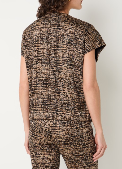 Joseph Ribkoff Vets met print en ronde hals - achterkant 3 camel
