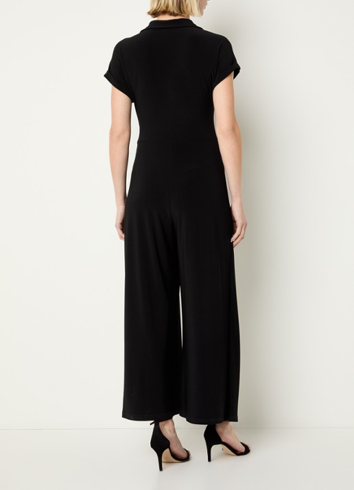 Joseph Ribkoff Wide fit jumpsuit met asymmetrische zoom - achterkant zwart